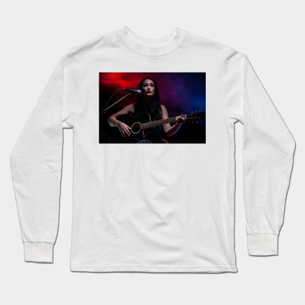 Guitar Lady Long Sleeve T-Shirt by ansaharju